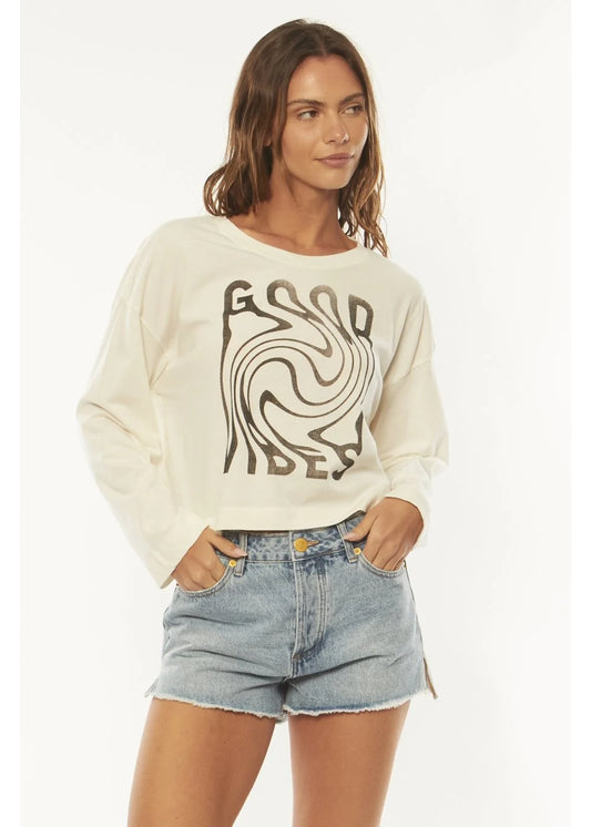 Amuse Society - Good Vibes LS Crop Tee
