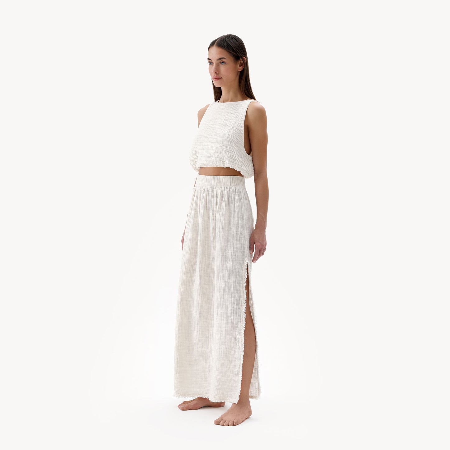 Pokoloko Crinkle Slit Skirt