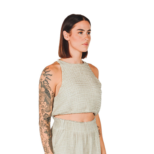 Pokoloko - Crinkle Keyhole Tank Top